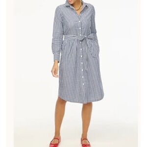 J.‎ Crew Mercantile Striped Shirt Dress with Belt Long Sleeve Casual Size S